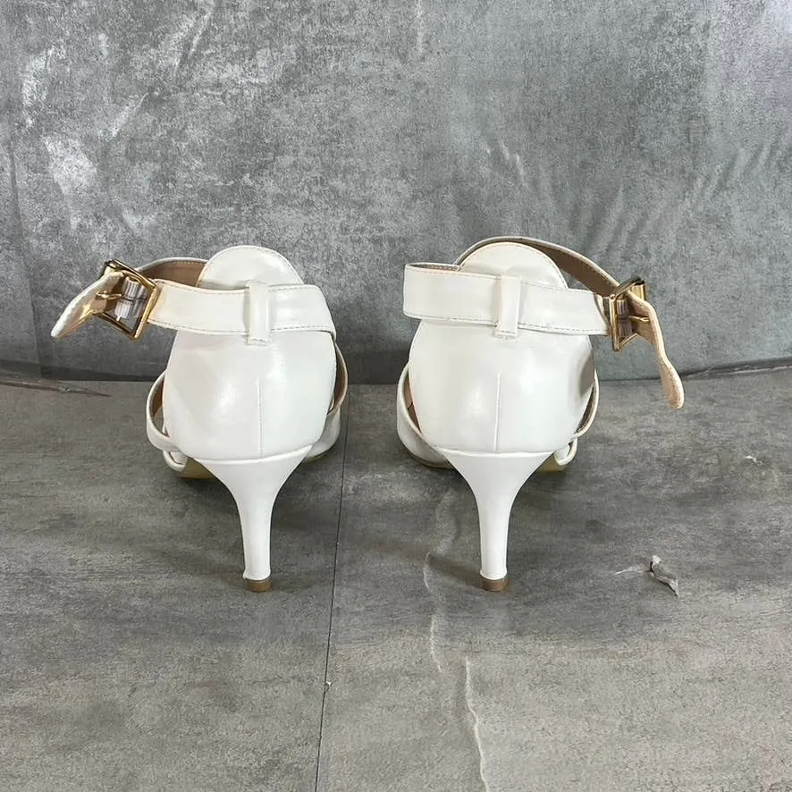JOURNEE COLLECTION Women's White Wide Riva Pointed-Toe Pumps SZ 6.5