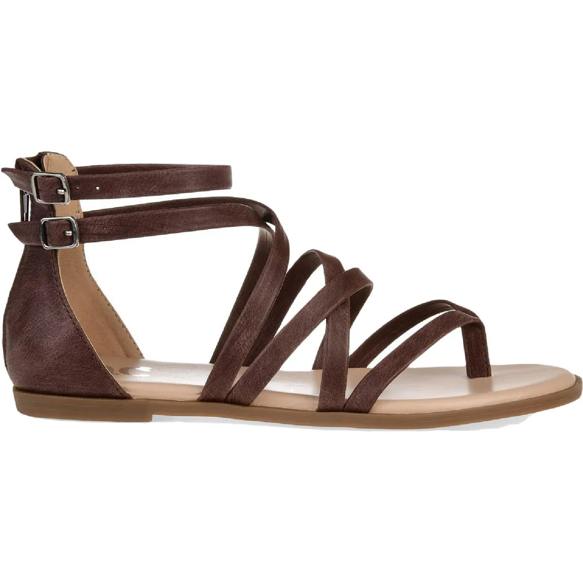 Journee Collection Womens Zailie Faux Leather Thong Gladiator Sandals