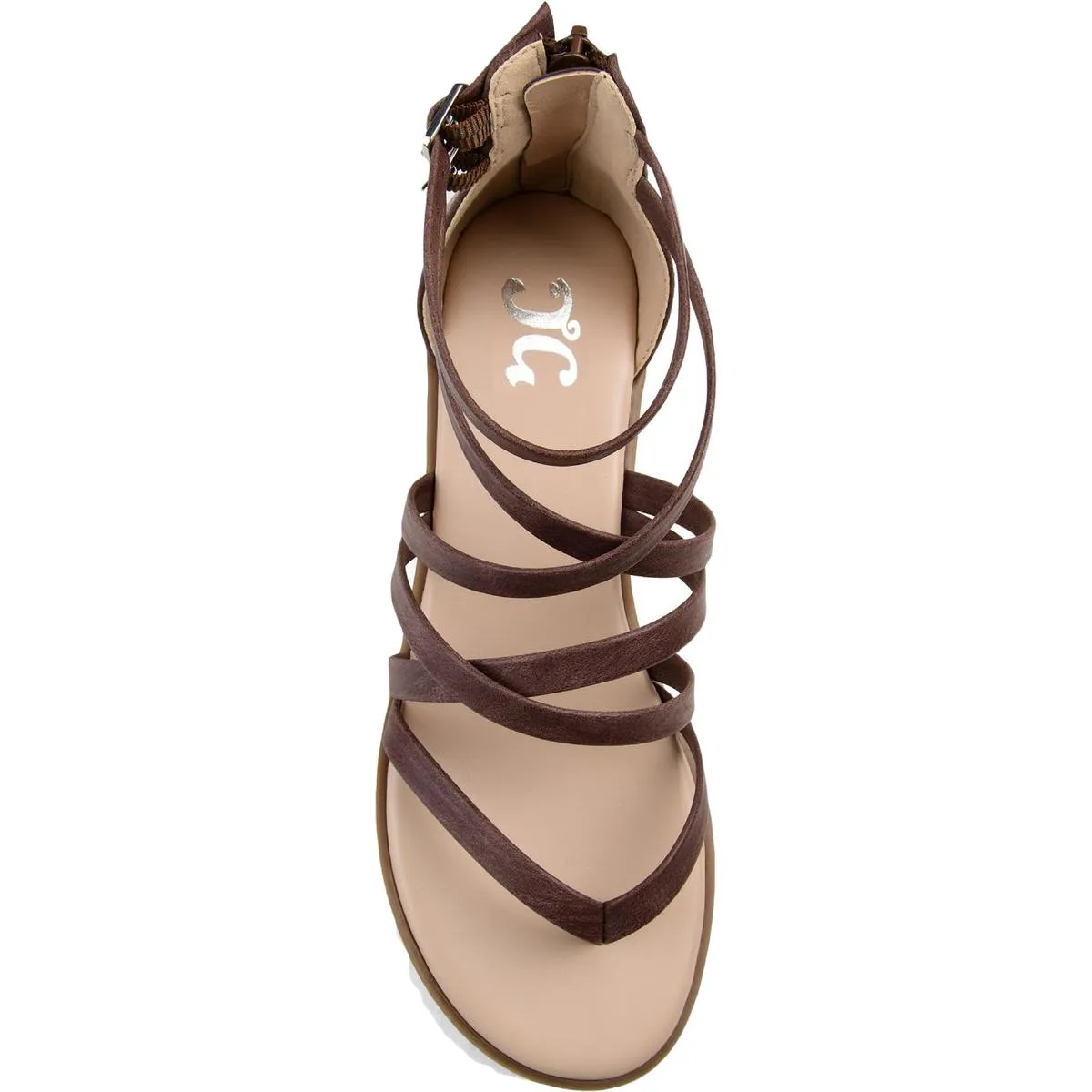 Journee Collection Womens Zailie Faux Leather Thong Gladiator Sandals