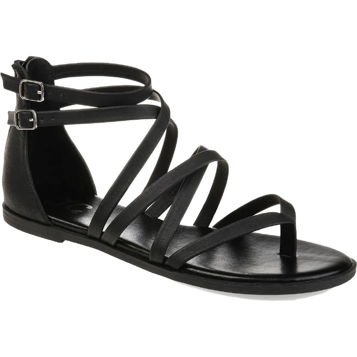 Journee Collection Womens Zailie Faux Leather Thong Gladiator Sandals