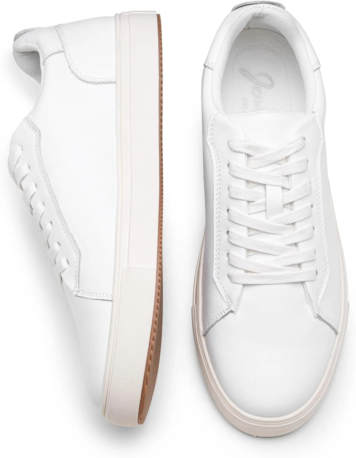 Jousen Mens Fashion Sneakers Polished Leather Mens Dress Sneakers Stylish Retro Mens Business Casual Shoes