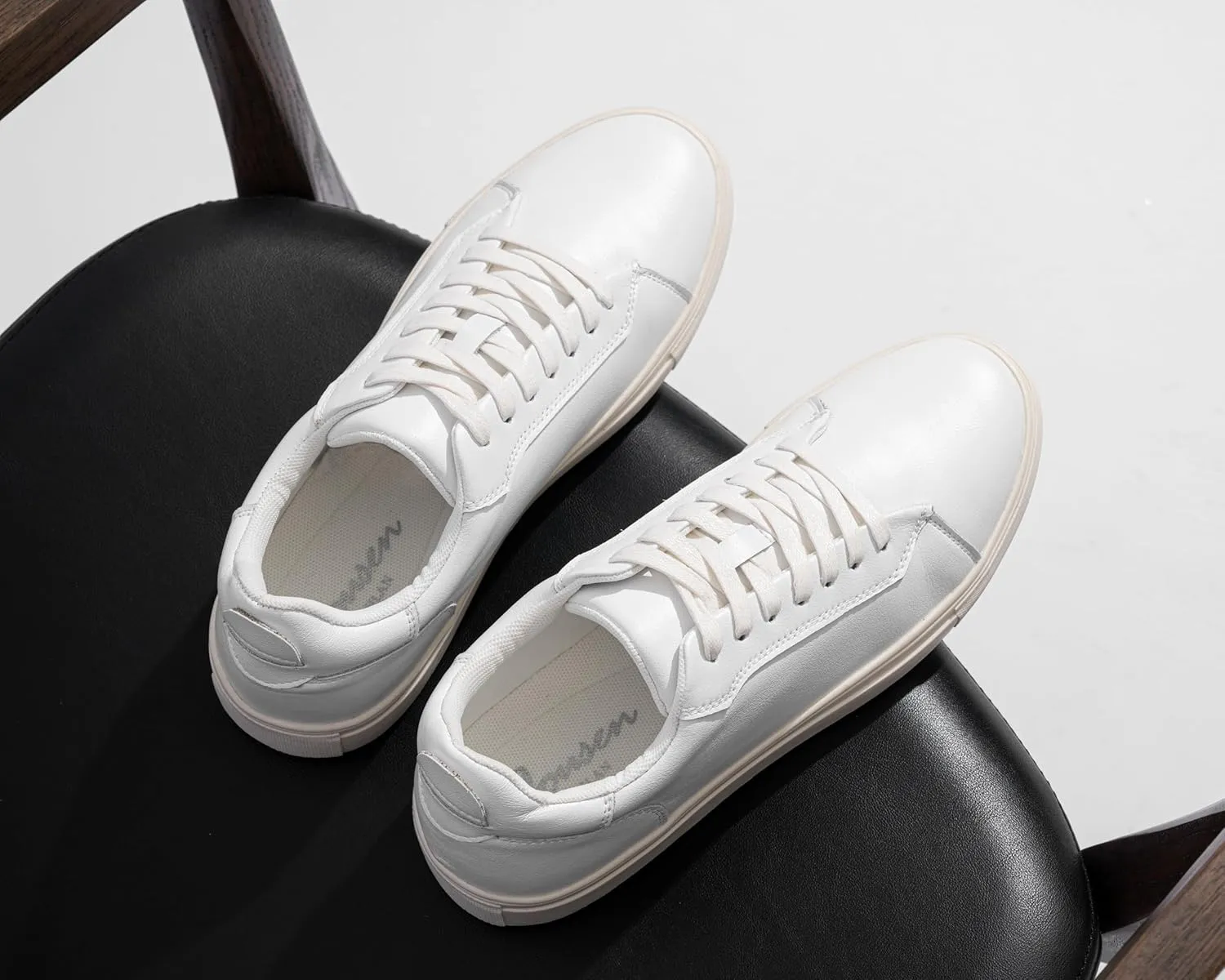 Jousen Mens Fashion Sneakers Polished Leather Mens Dress Sneakers Stylish Retro Mens Business Casual Shoes