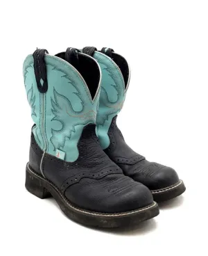 Justin Boots Women's Gypsy L9905 Black Green Leather Western Boots - Size 7B