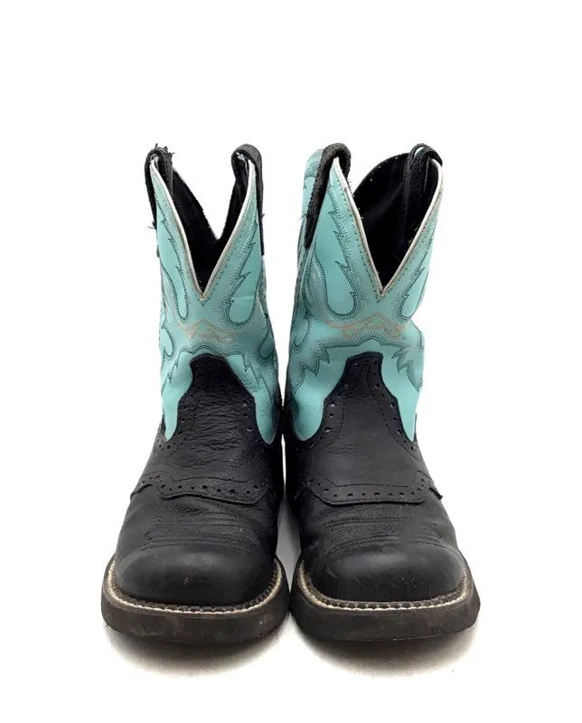 Justin Boots Women's Gypsy L9905 Black Green Leather Western Boots - Size 7B