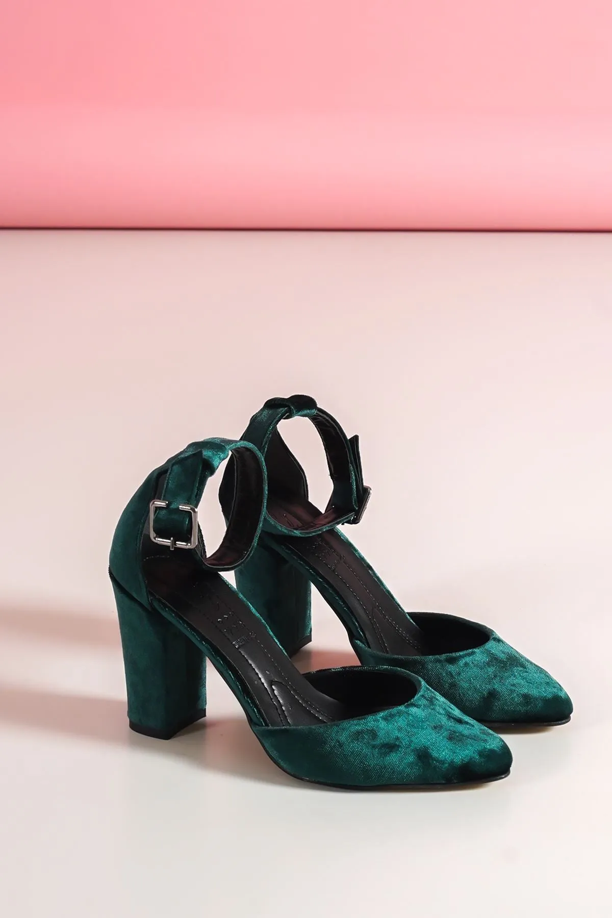 Khaki Velvet High Heels