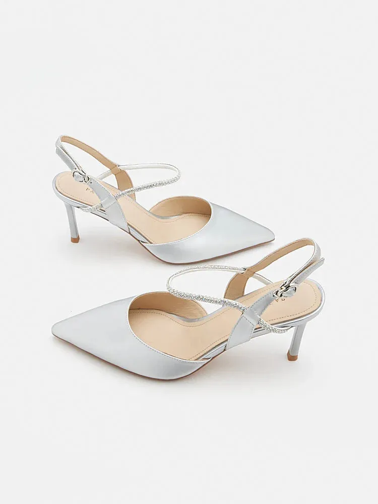 Khloe Satin Pointed-Toe High Heels