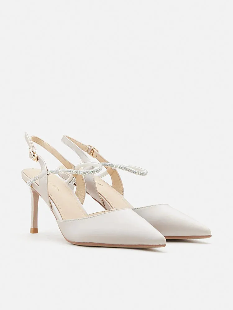 Khloe Satin Pointed-Toe High Heels