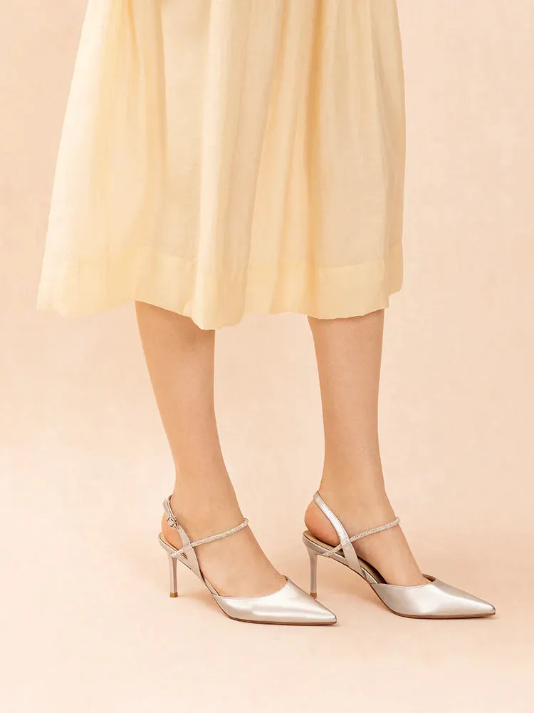 Khloe Satin Pointed-Toe High Heels