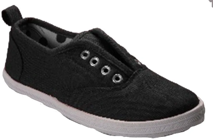kids 5-10 black canvas slip on shoes Case of 18