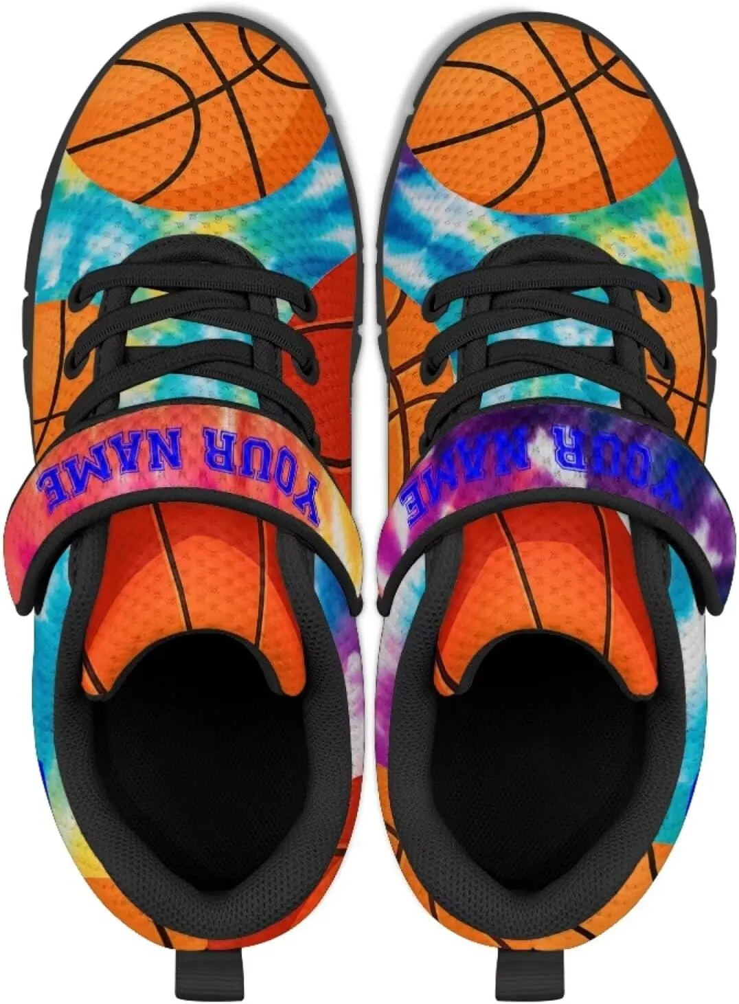 Kids Custom Shoes for Boys Basketball Print Low Top Mesh Athletic Shoes with Hook and Loops US 11-2.5