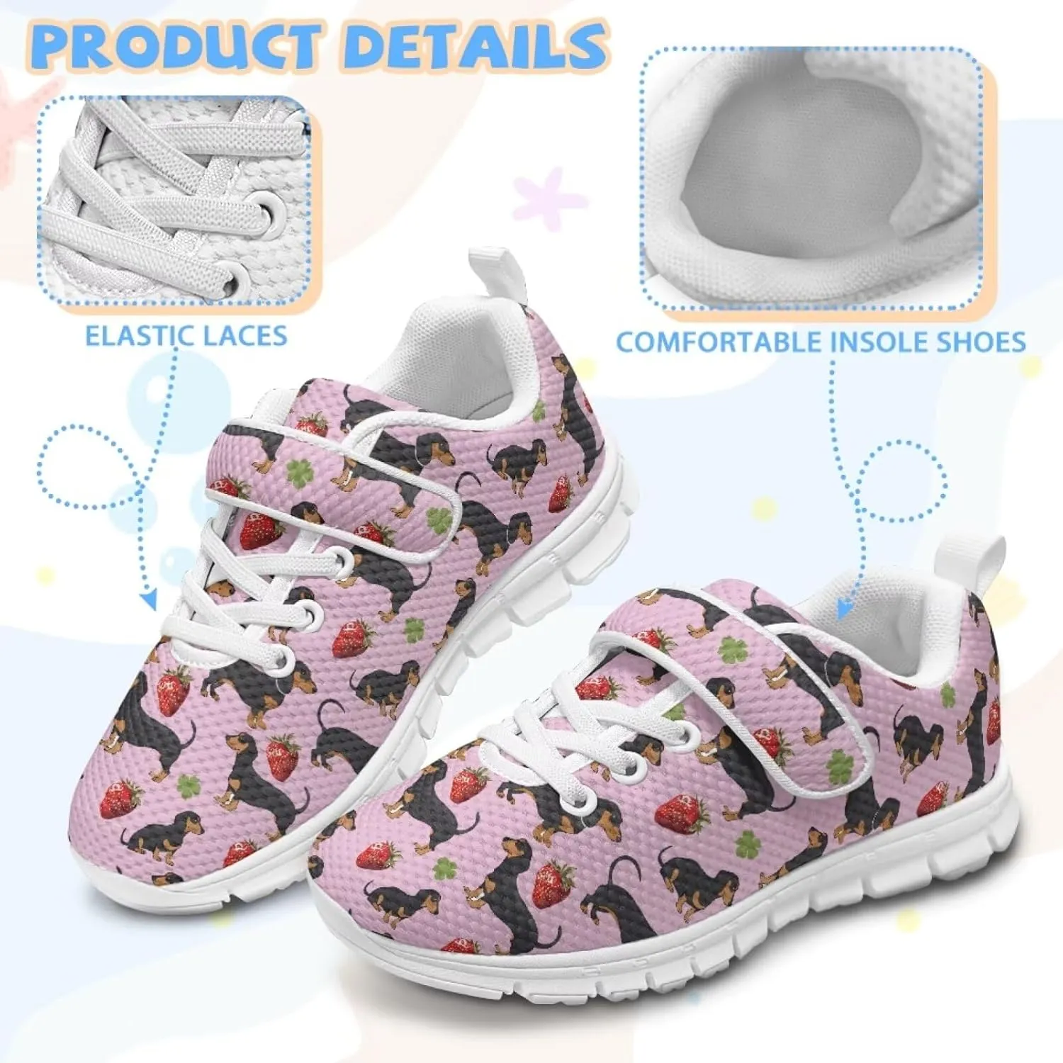 Kids' Dog Athletic Sneaker for Girls Boys Running Hiking Sneaker Tennis Fitness Training Shoes
