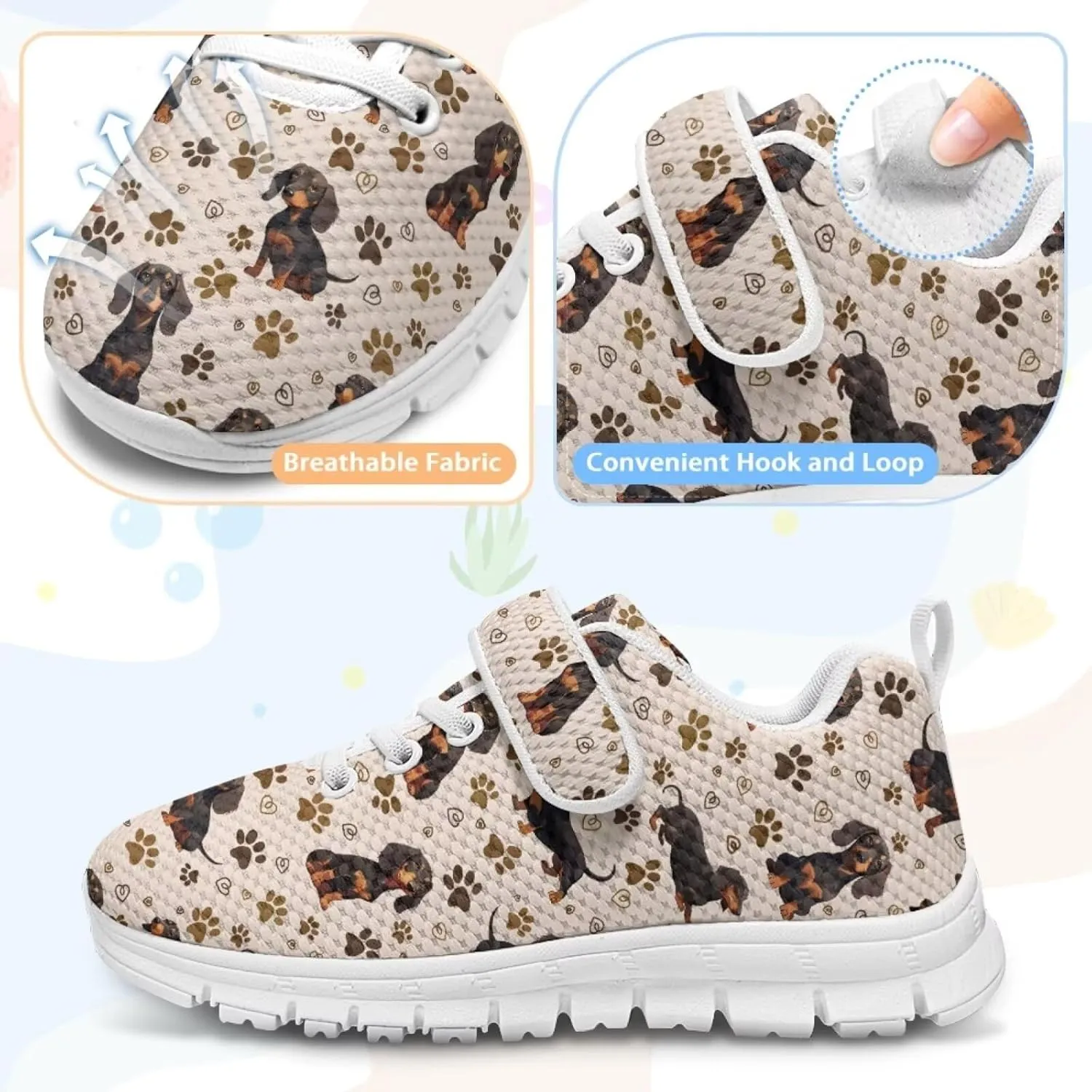 Kids' Dog Athletic Sneaker for Girls Boys Running Hiking Sneaker Tennis Fitness Training Shoes