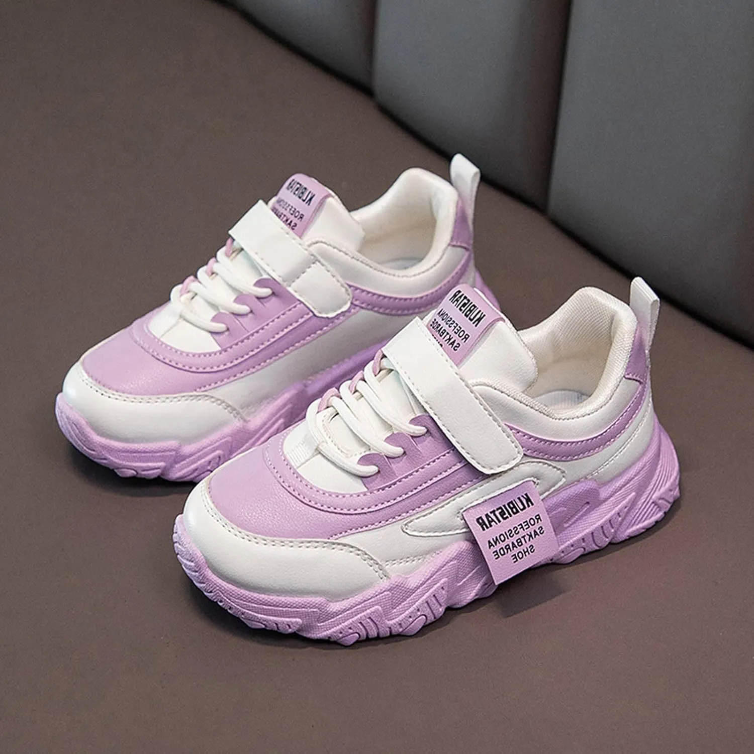 Kids Fashion Sneakers Toddler Girls Lace-up Tennis Casual Colorful Lightweight Breathable Walking Running Shoes