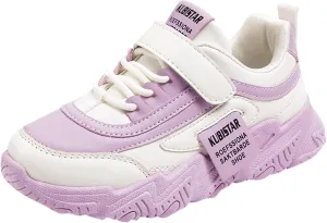 Kids Fashion Sneakers Toddler Girls Lace-up Tennis Casual Colorful Lightweight Breathable Walking Running Shoes