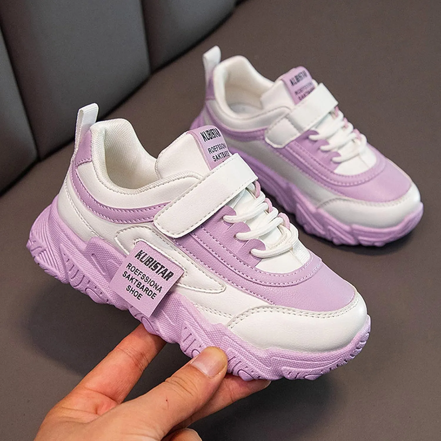 Kids Fashion Sneakers Toddler Girls Lace-up Tennis Casual Colorful Lightweight Breathable Walking Running Shoes