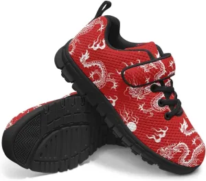 Kids Sneakers Boys Cool Print Running Tennis Shoes Lightweight Breathable Sport Athletic Shoes with One Strap