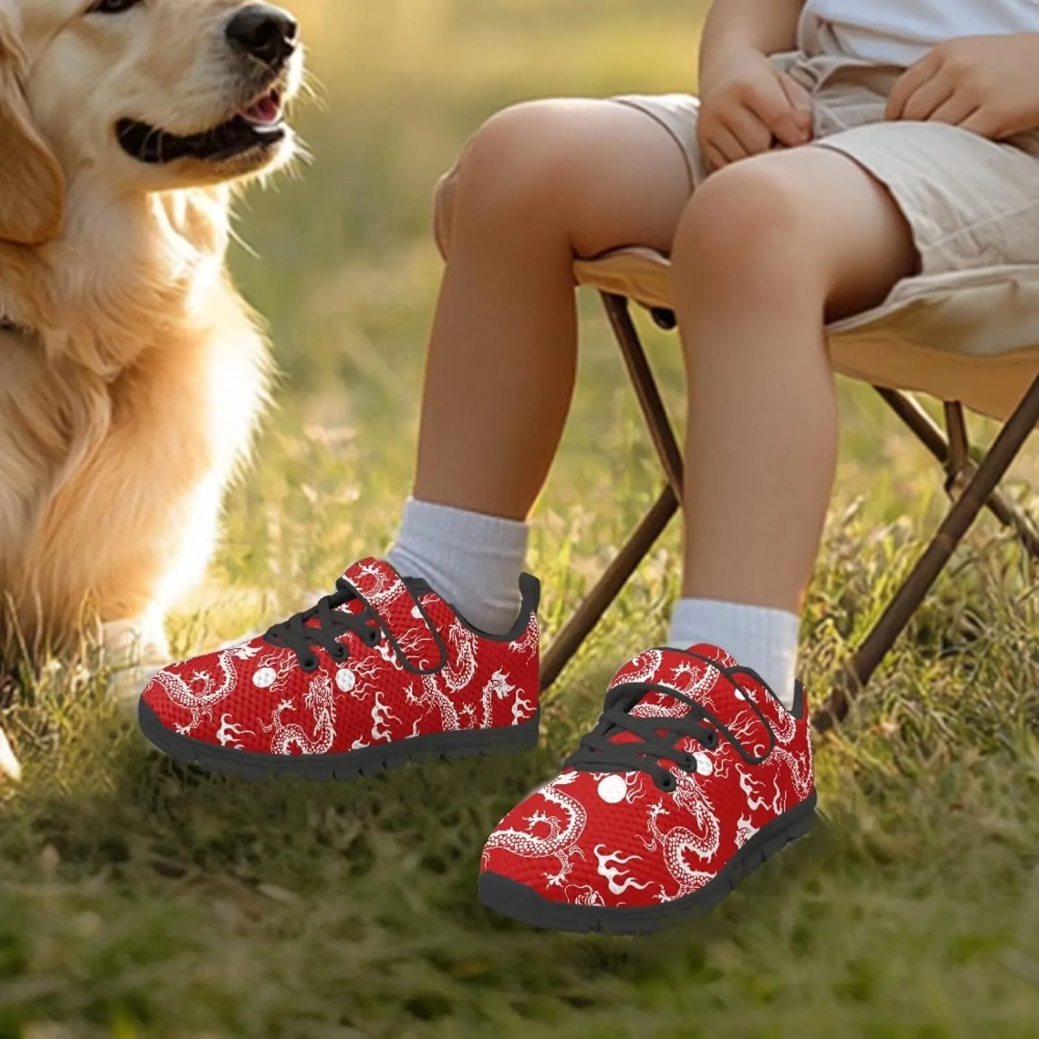 Kids Sneakers Boys Cool Print Running Tennis Shoes Lightweight Breathable Sport Athletic Shoes with One Strap