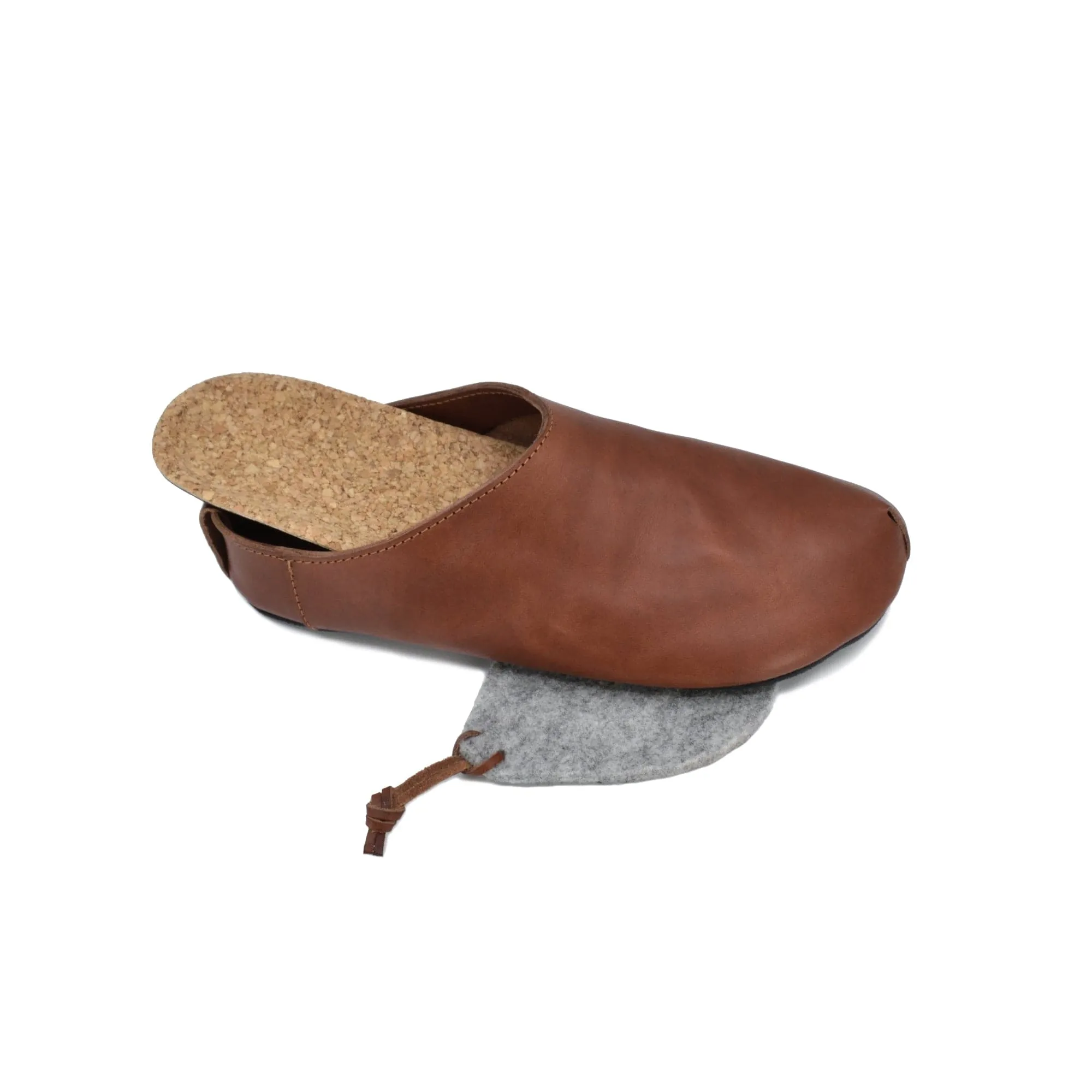 Kyoto Handmade Leather Slippers - Brown