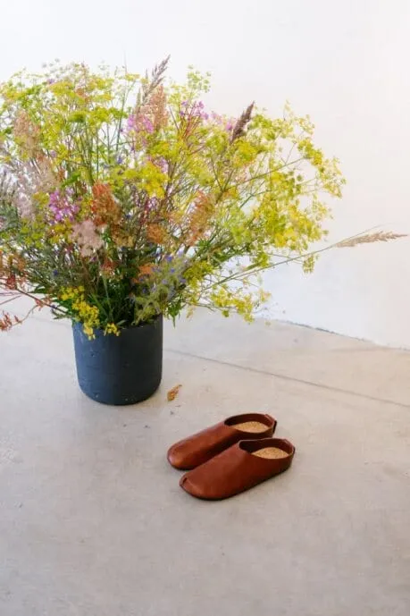 Kyoto Handmade Leather Slippers - Brown