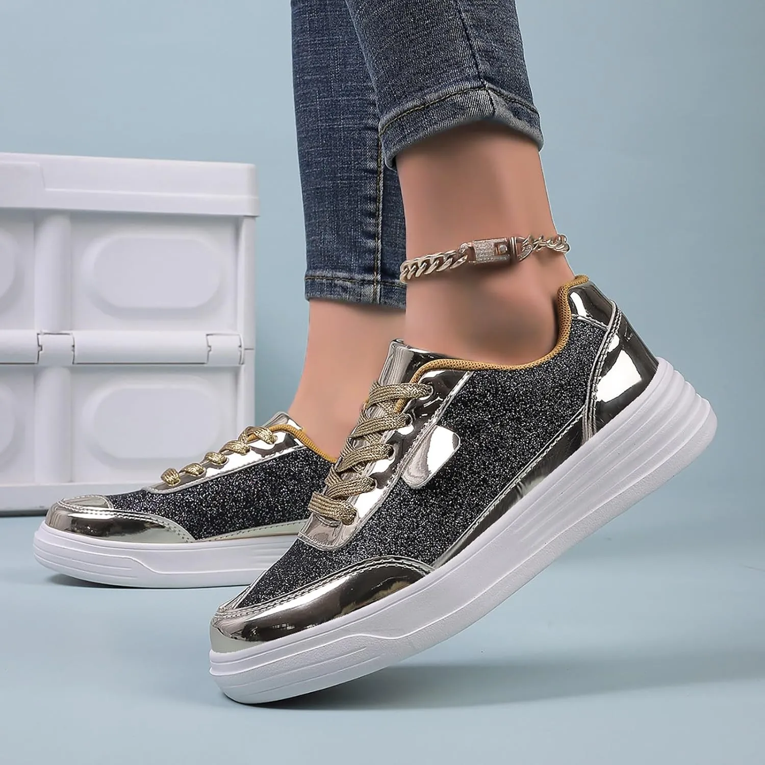 Ladies Fashion Solid Color Mesh Breathable Round Toe Lace Up Low Top Flat Women Shoes Wide