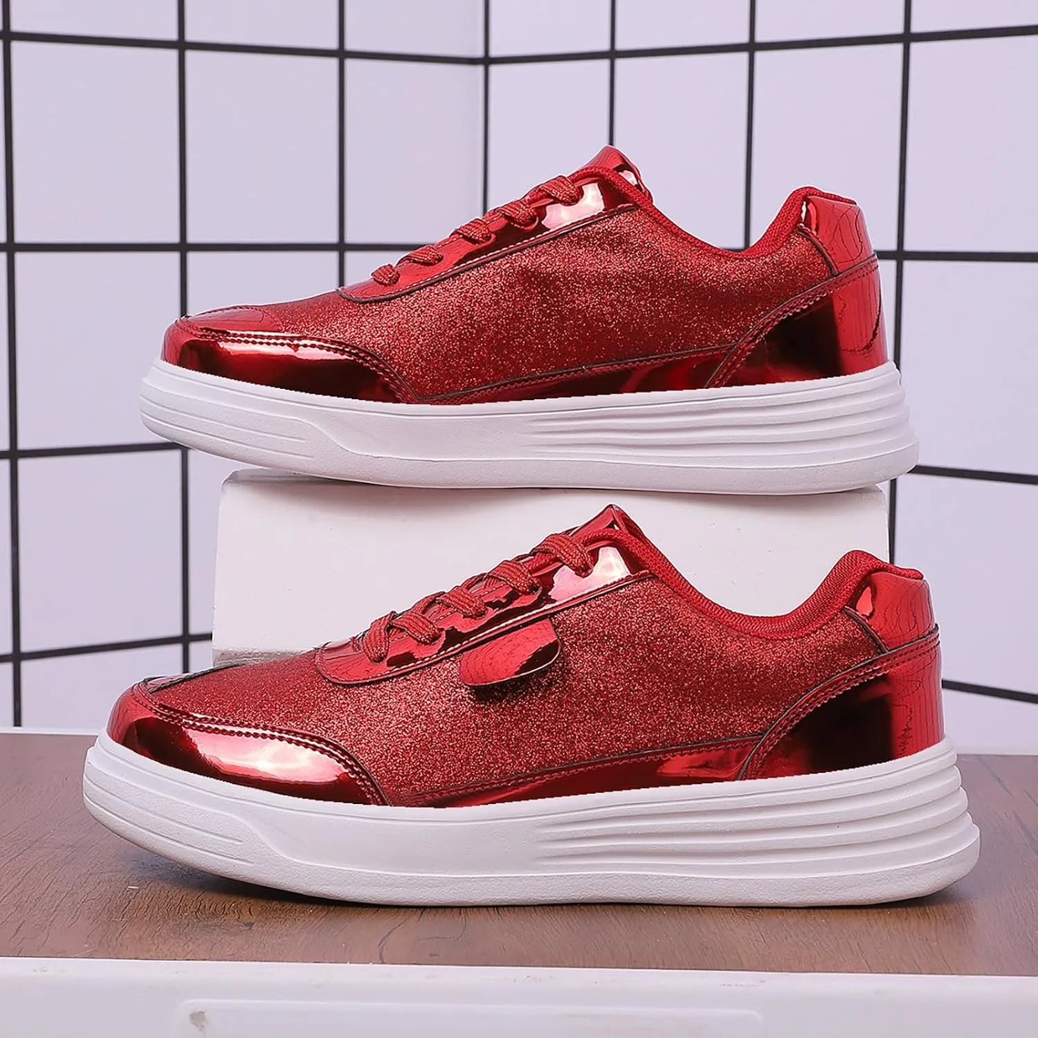Ladies Fashion Solid Color Mesh Breathable Round Toe Lace Up Low Top Flat Women Shoes Wide