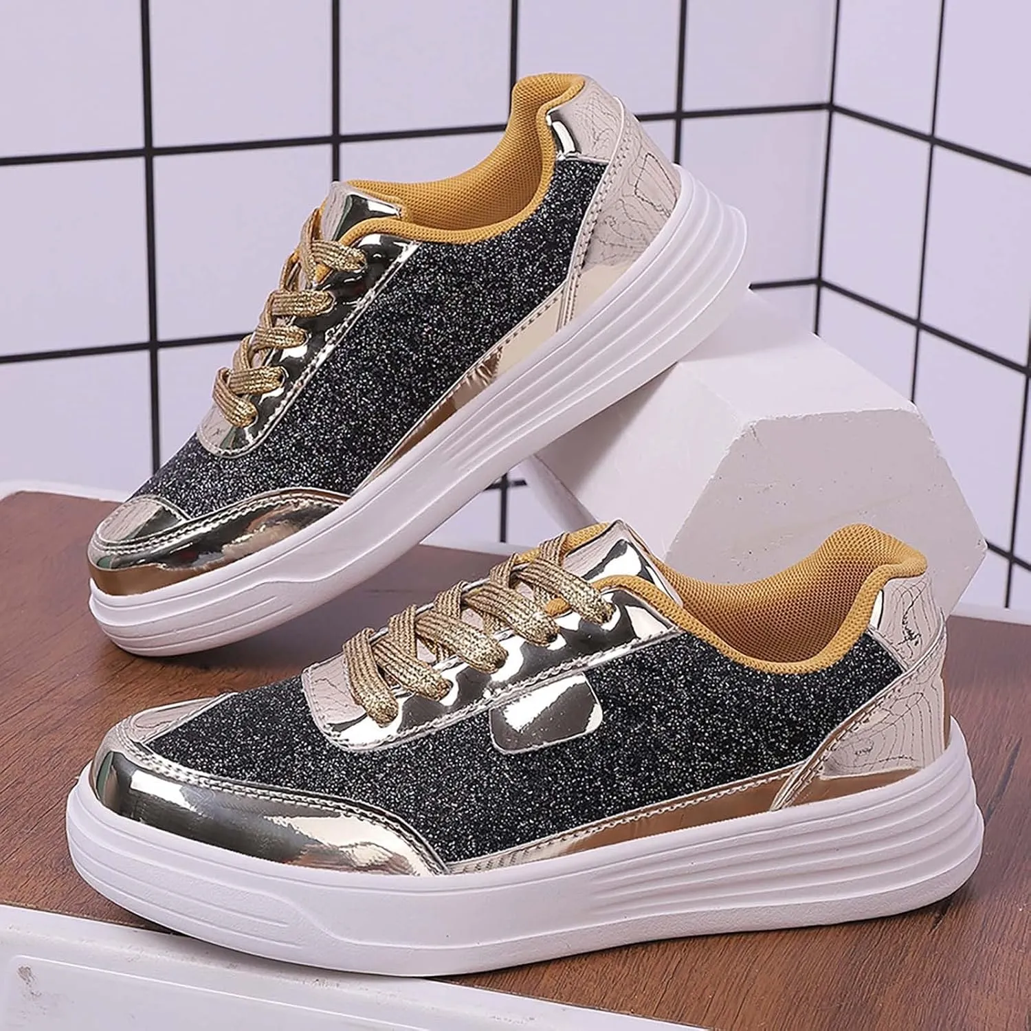 Ladies Fashion Solid Color Mesh Breathable Round Toe Lace Up Low Top Flat Women Shoes Wide
