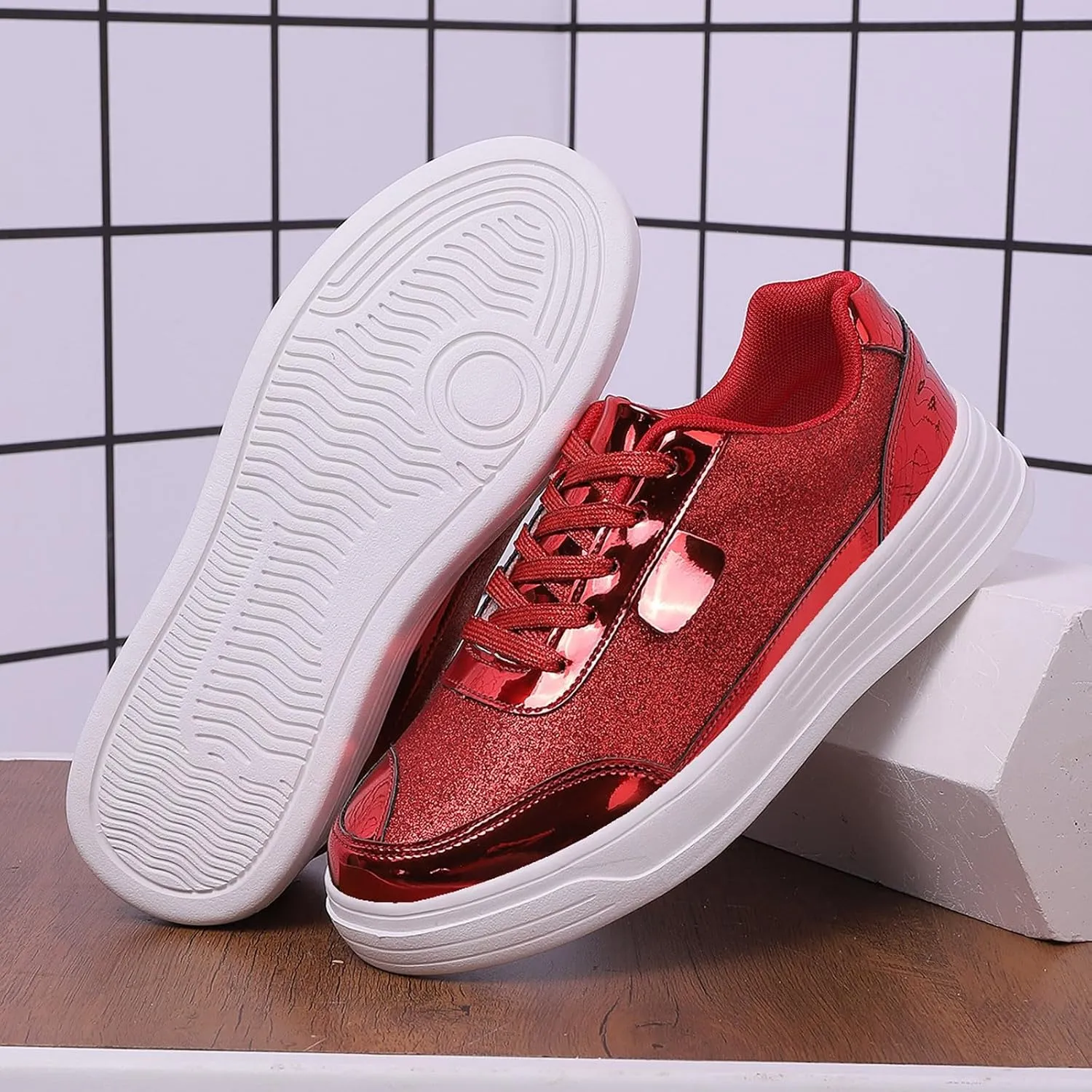 Ladies Fashion Solid Color Mesh Breathable Round Toe Lace Up Low Top Flat Women Shoes Wide