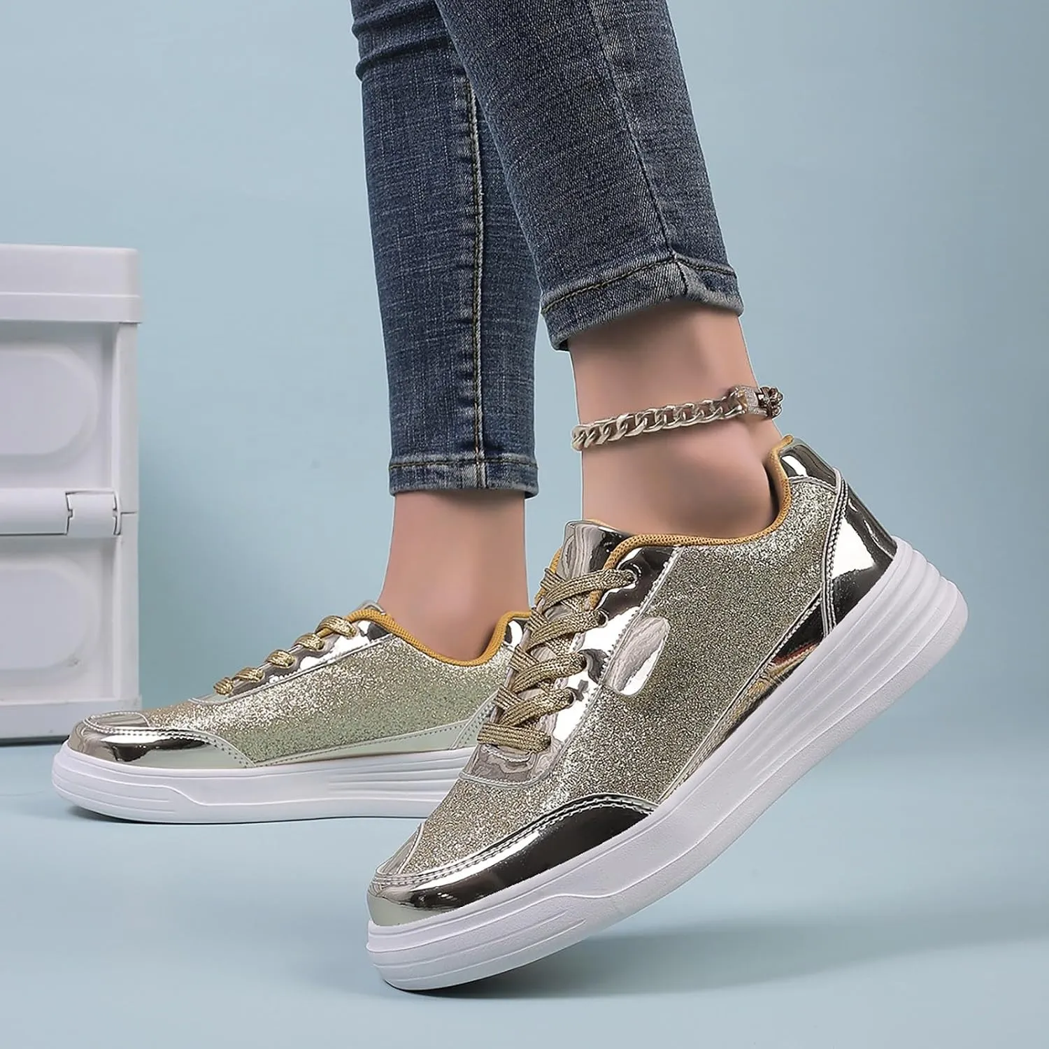 Ladies Fashion Solid Color Mesh Breathable Round Toe Lace Up Low Top Flat Women Shoes Wide