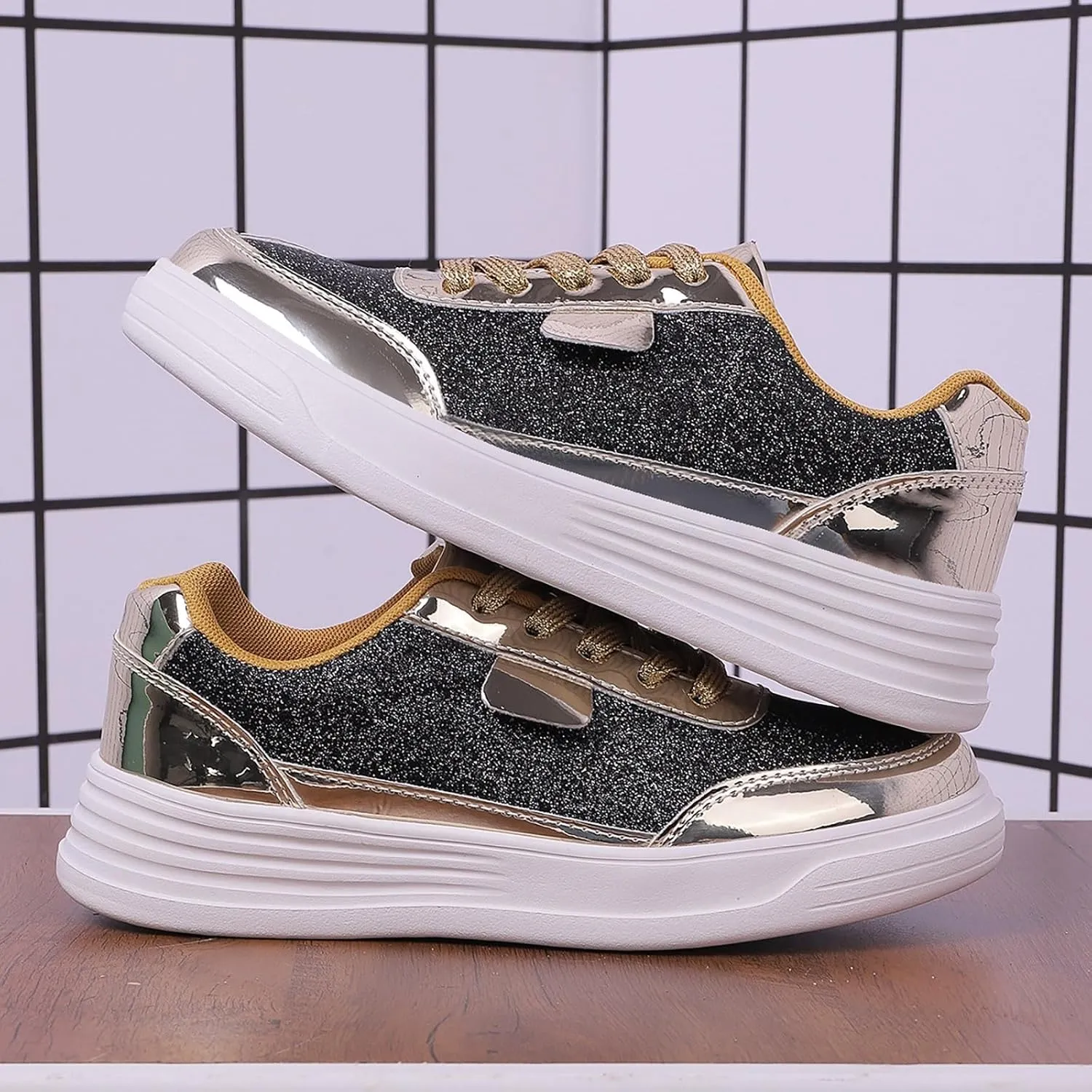 Ladies Fashion Solid Color Mesh Breathable Round Toe Lace Up Low Top Flat Women Shoes Wide