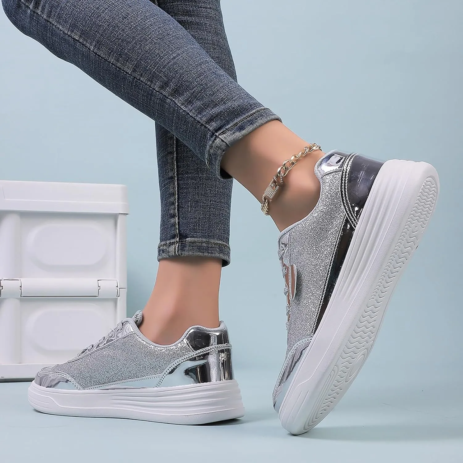 Ladies Fashion Solid Color Mesh Breathable Round Toe Lace Up Low Top Flat Women Shoes Wide