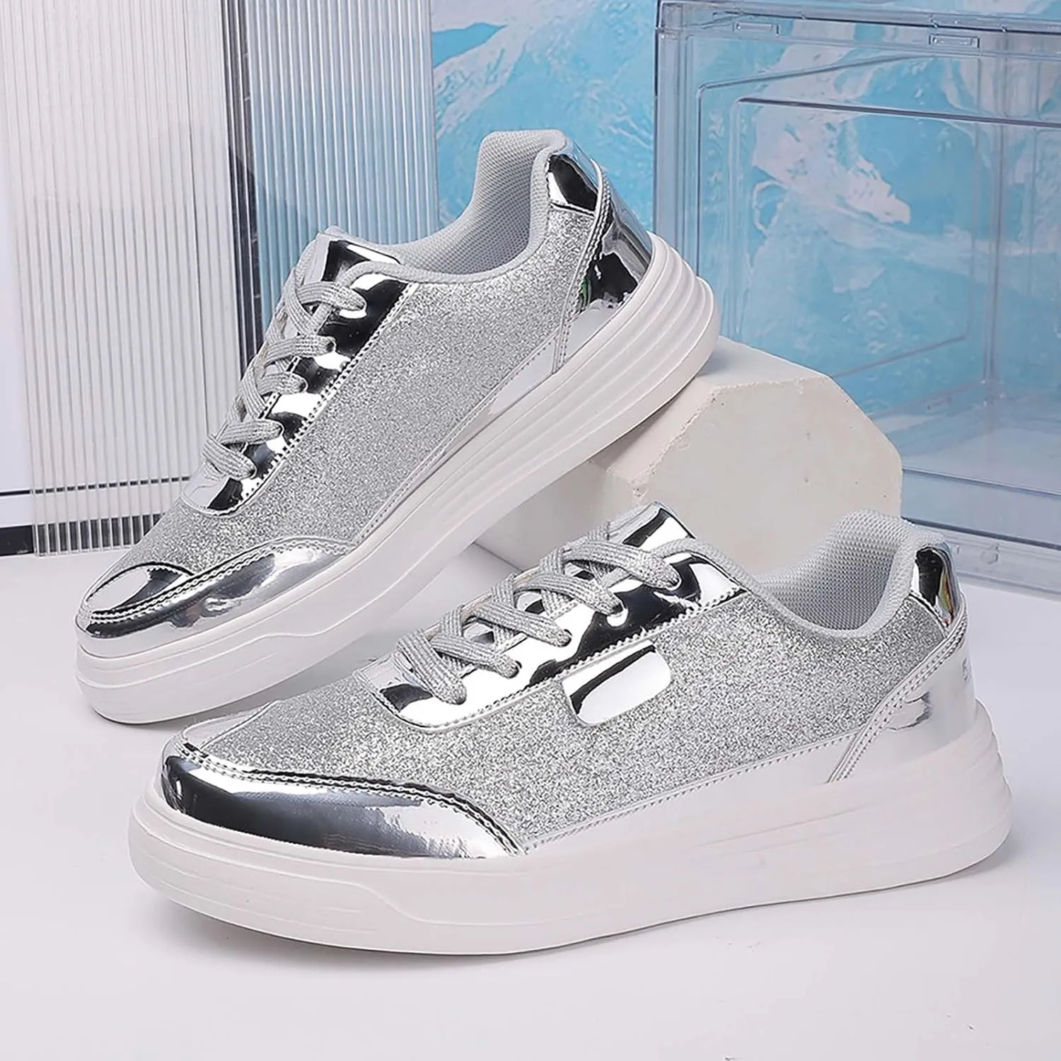 Ladies Fashion Solid Color Mesh Breathable Round Toe Lace Up Low Top Flat Women Shoes Wide