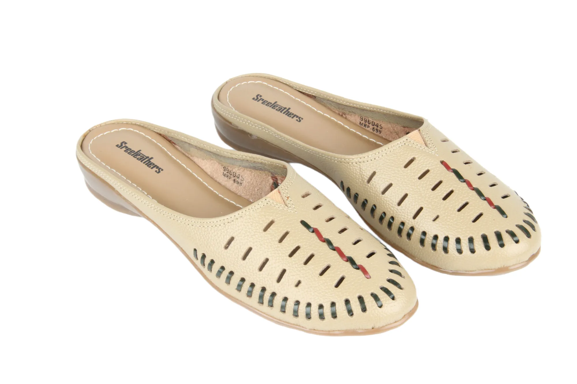 Ladies Leather Flat Mules Cut 996045