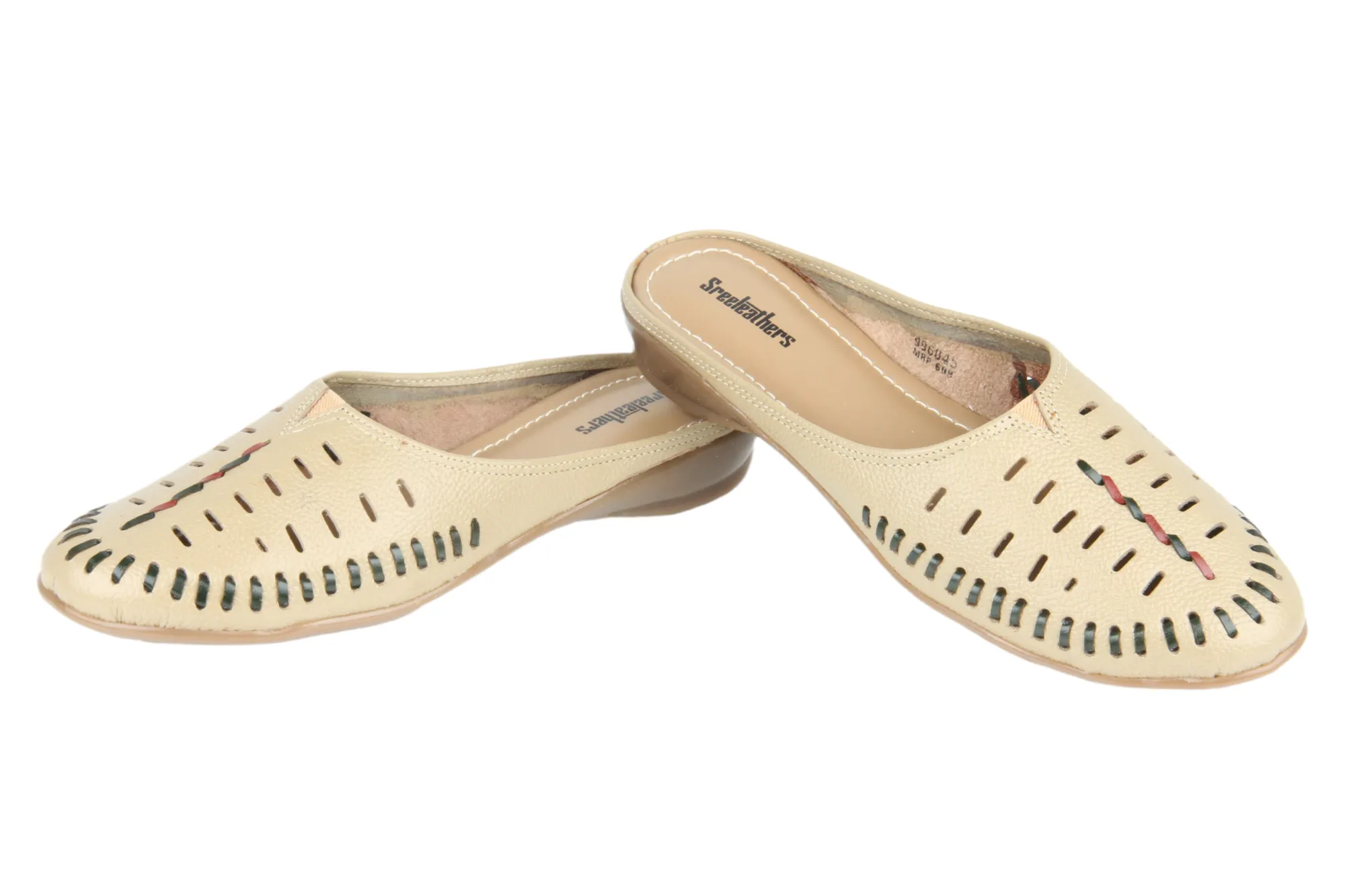 Ladies Leather Flat Mules Cut 996045