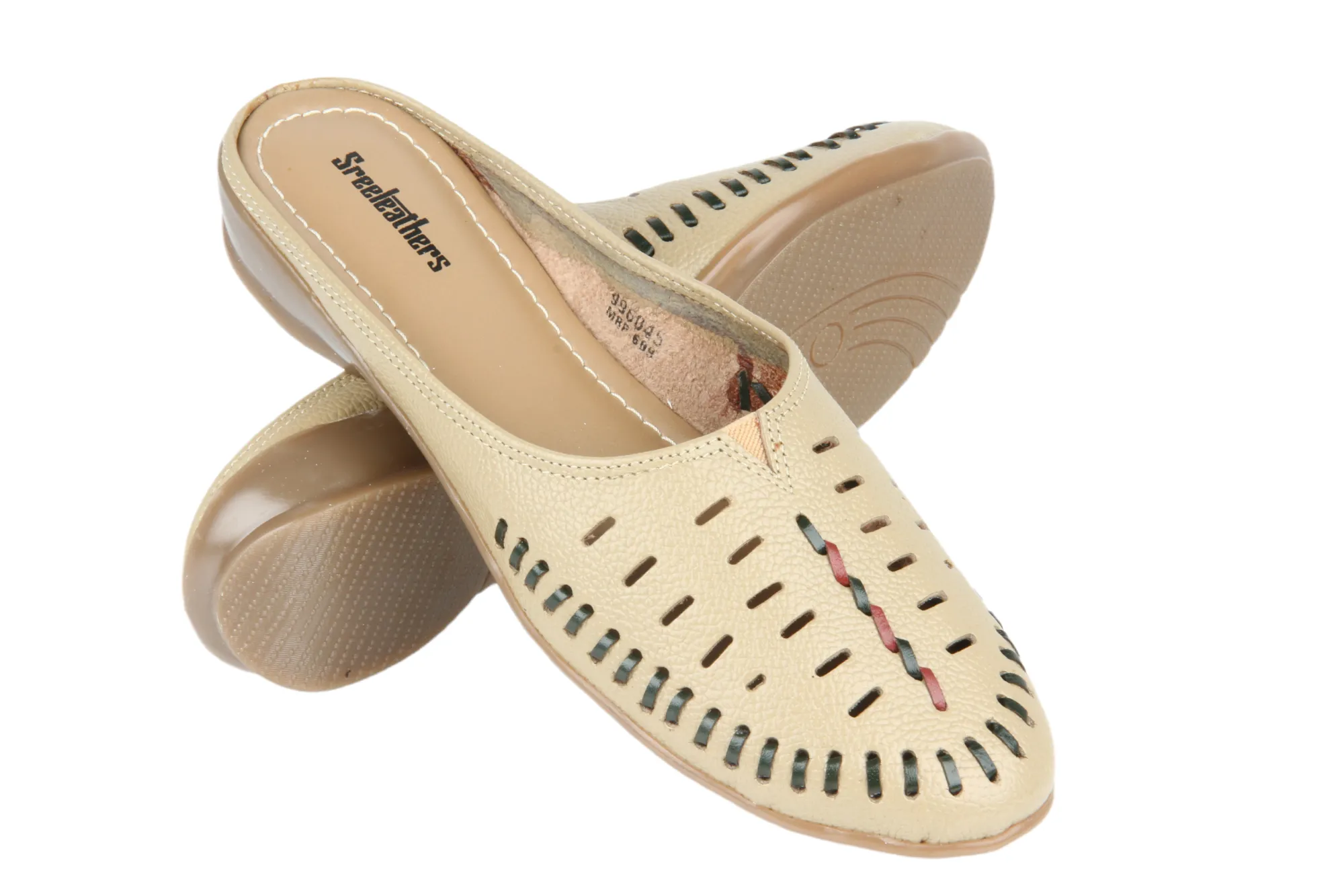 Ladies Leather Flat Mules Cut 996045