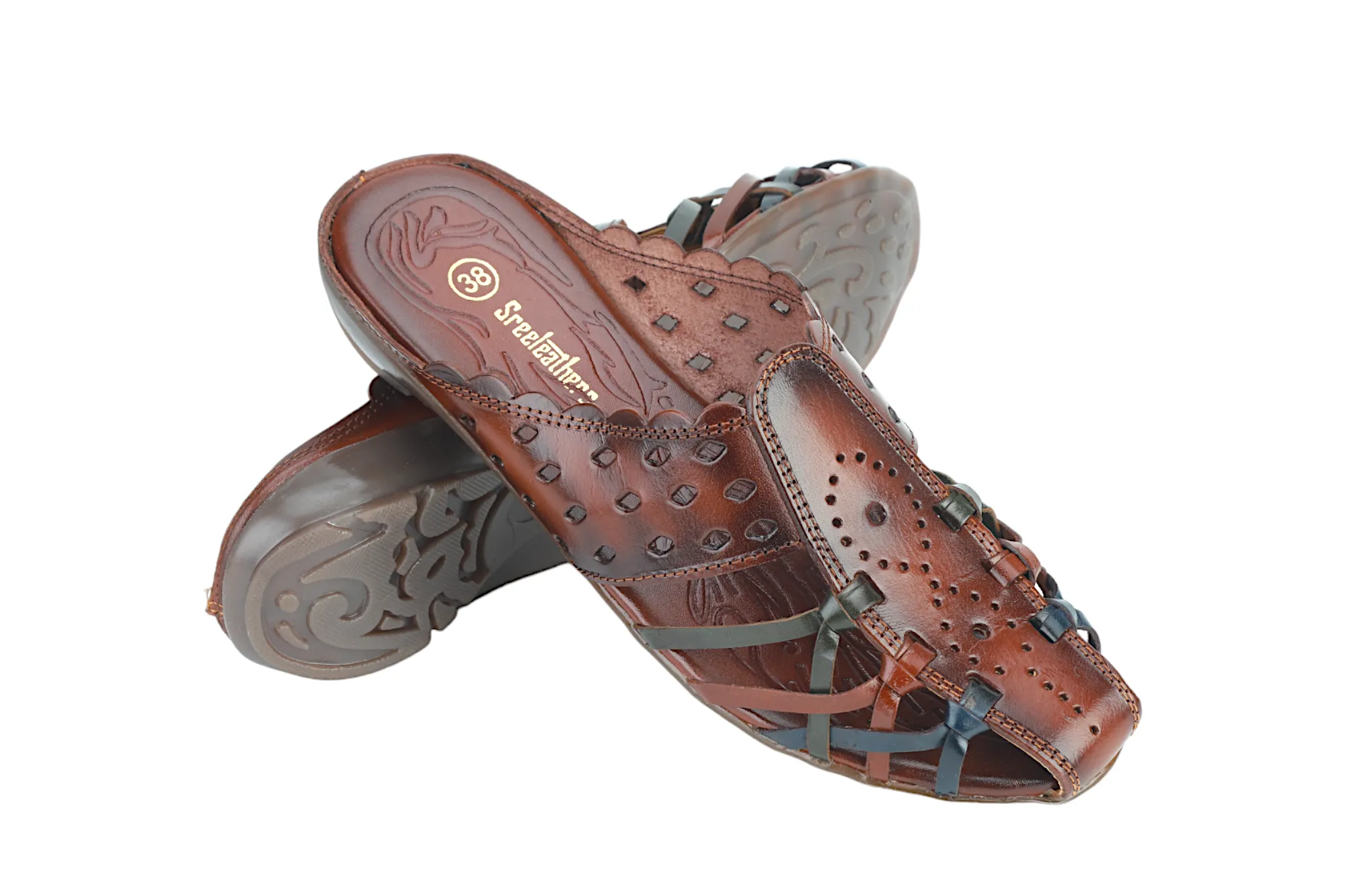 Ladies Leather flat Mules Cut 999519