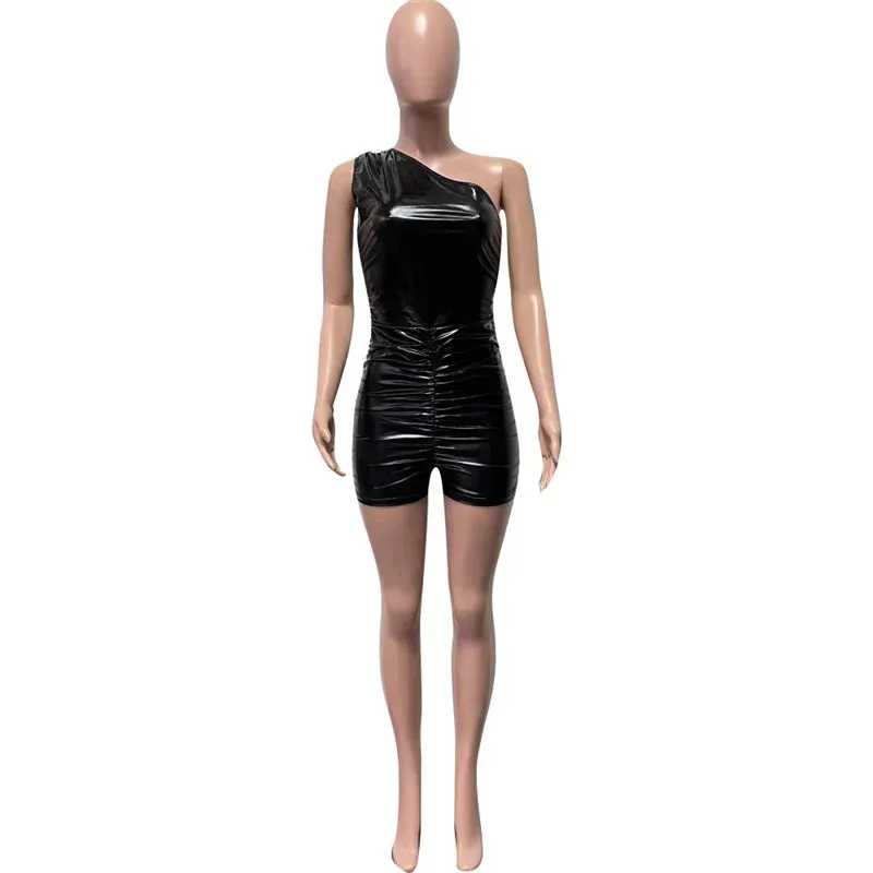 Let's Talk About Me Metallic One Shoulder Romper