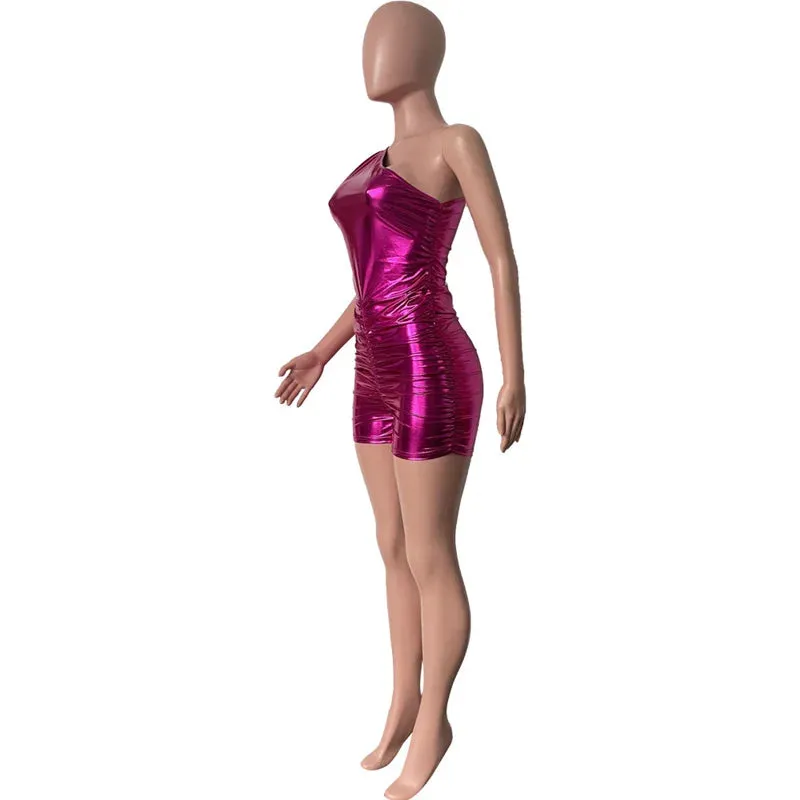 Let's Talk About Me Metallic One Shoulder Romper