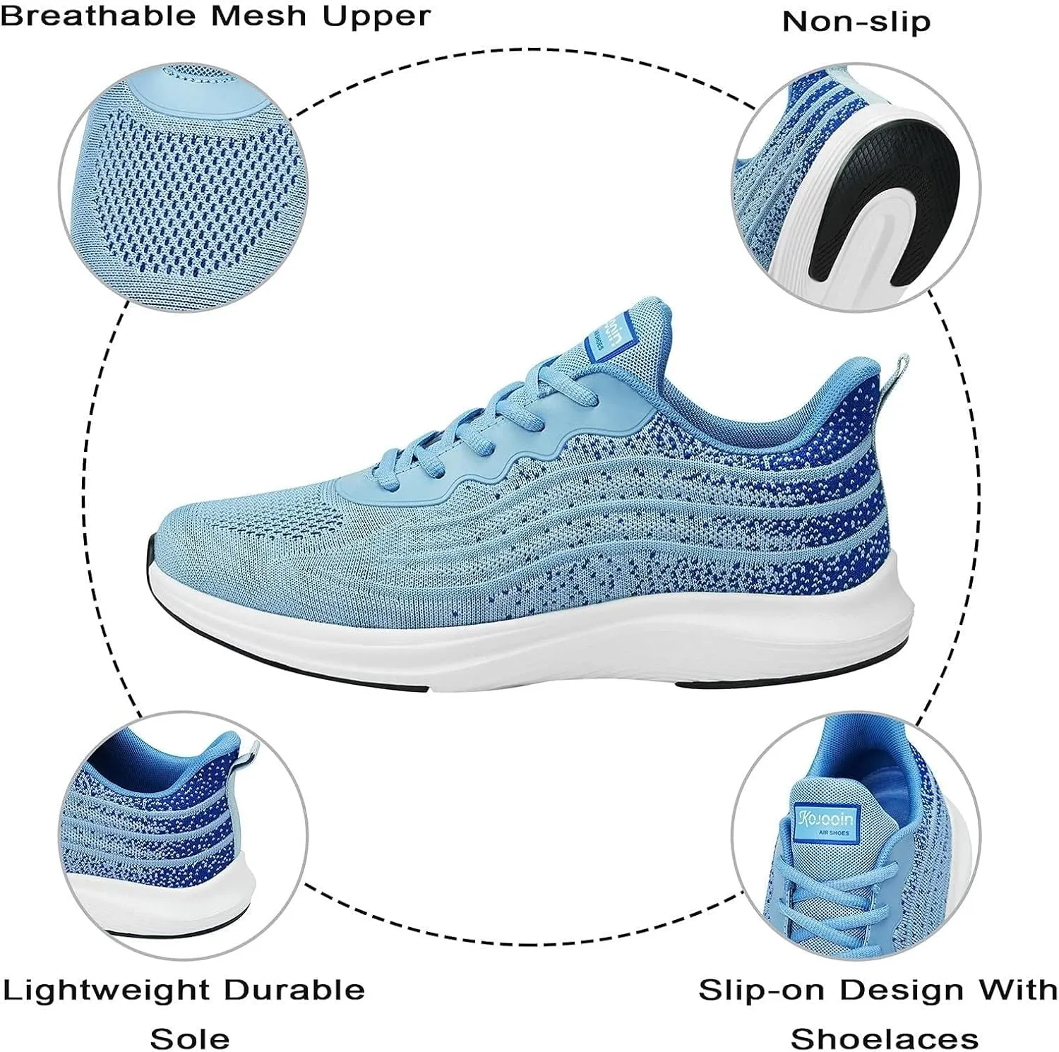 Lightweight Mesh Tennis Shoes Sneakers for Men and Women - Blue, Size 7
