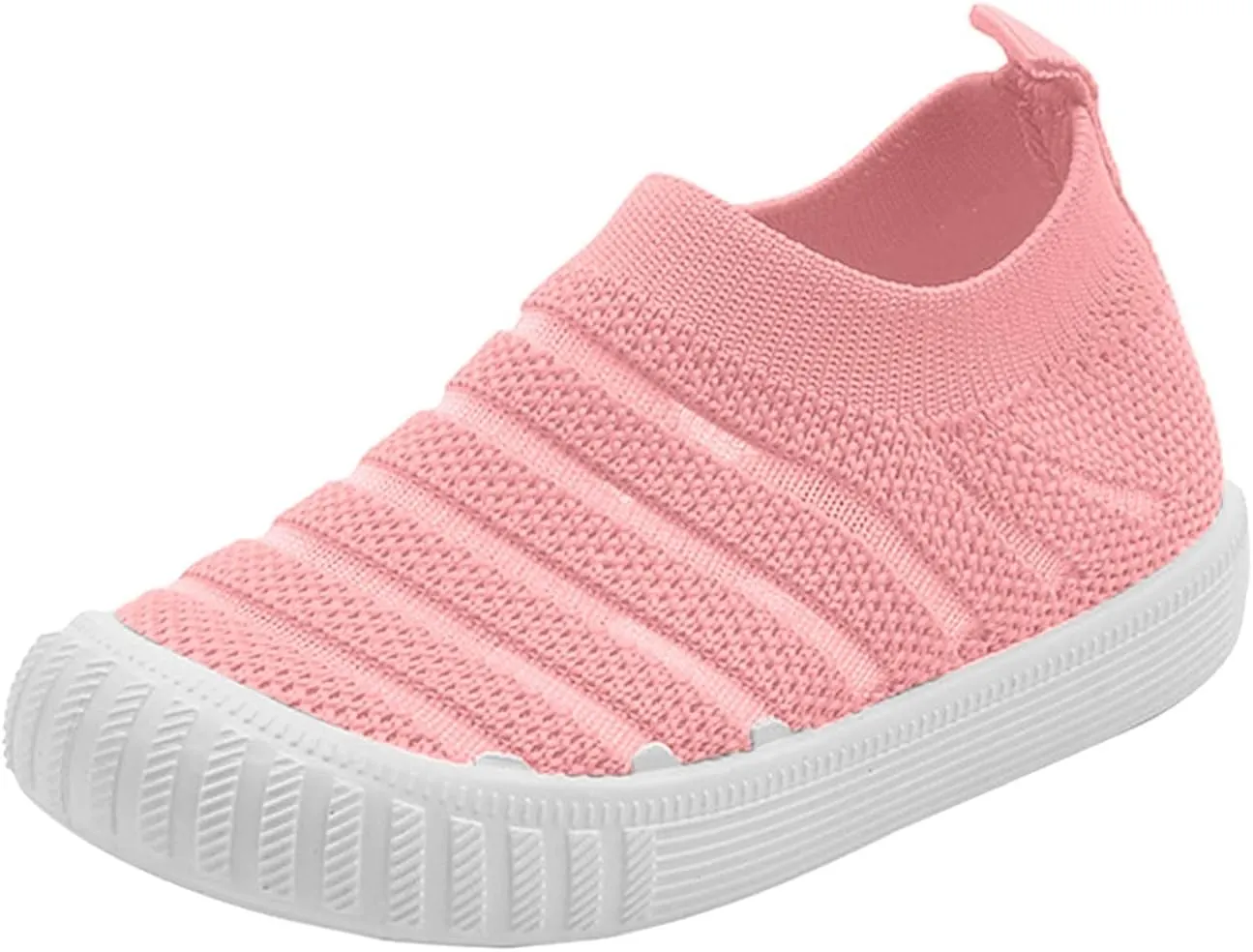 Little Girls Sneakers Autumn Flying Woven Mesh Breathable Comfortable Flat Casual Shoes Cute (Pink, 13 Little Child)