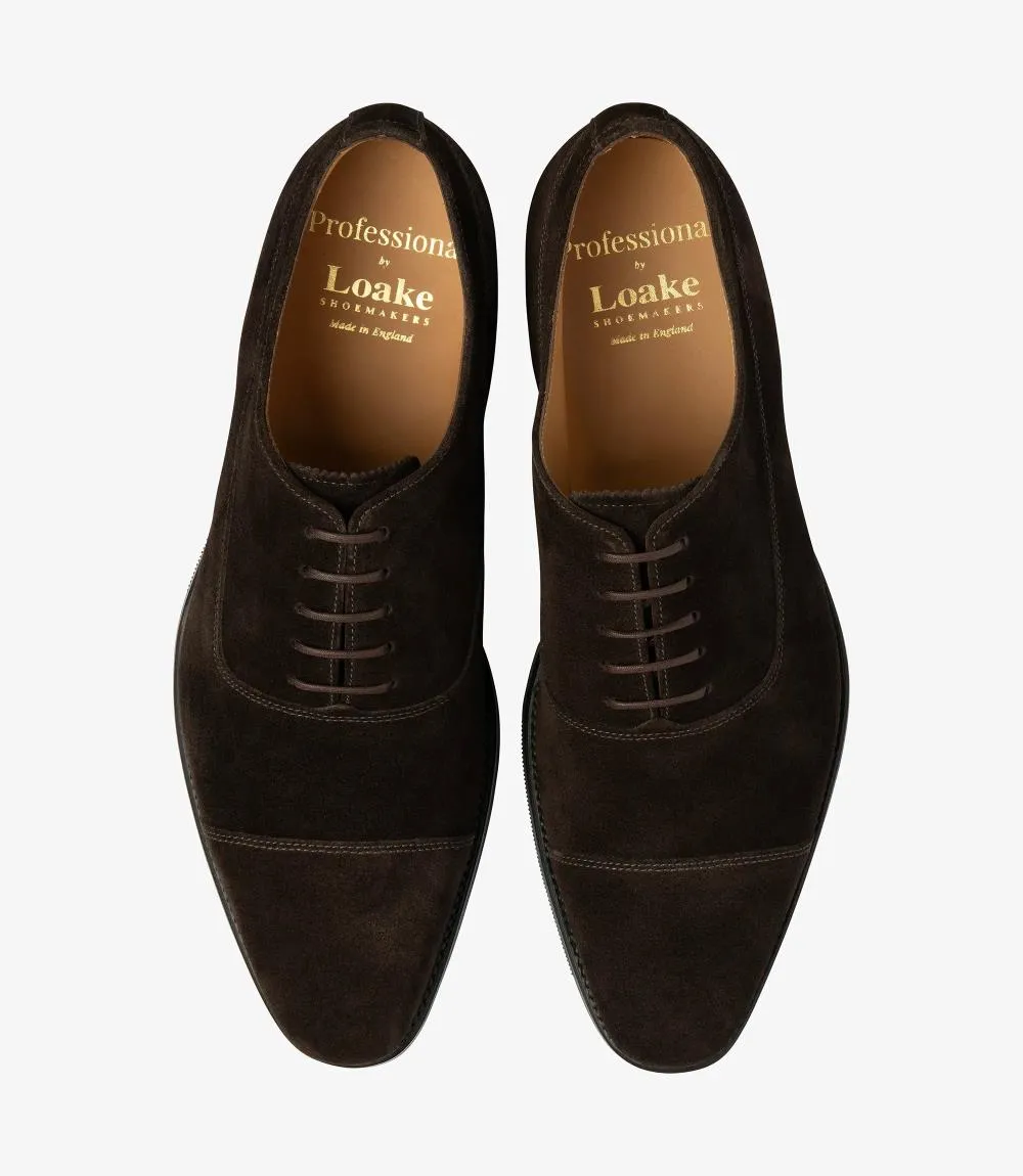 LOAKE TRUMAN DARK BROWN SUEDE OXFORD RUBBER SOLE F-MEDIUM
