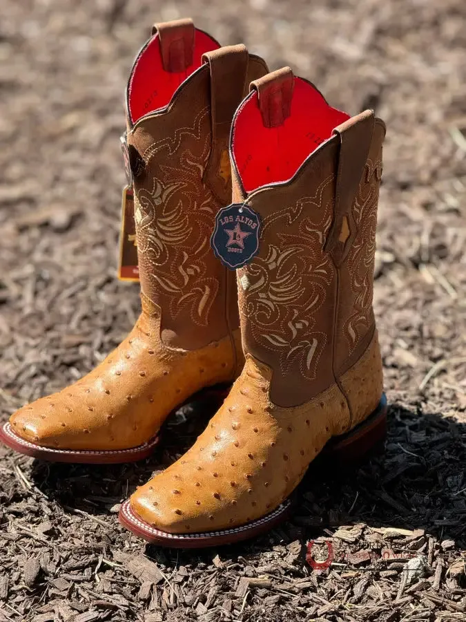 LOS ALTOS WOMEN’S OSTRICH AMBER WIDE SQUARE TOE