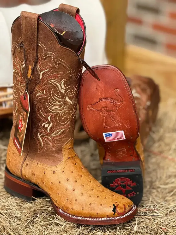 LOS ALTOS WOMEN’S OSTRICH AMBER WIDE SQUARE TOE