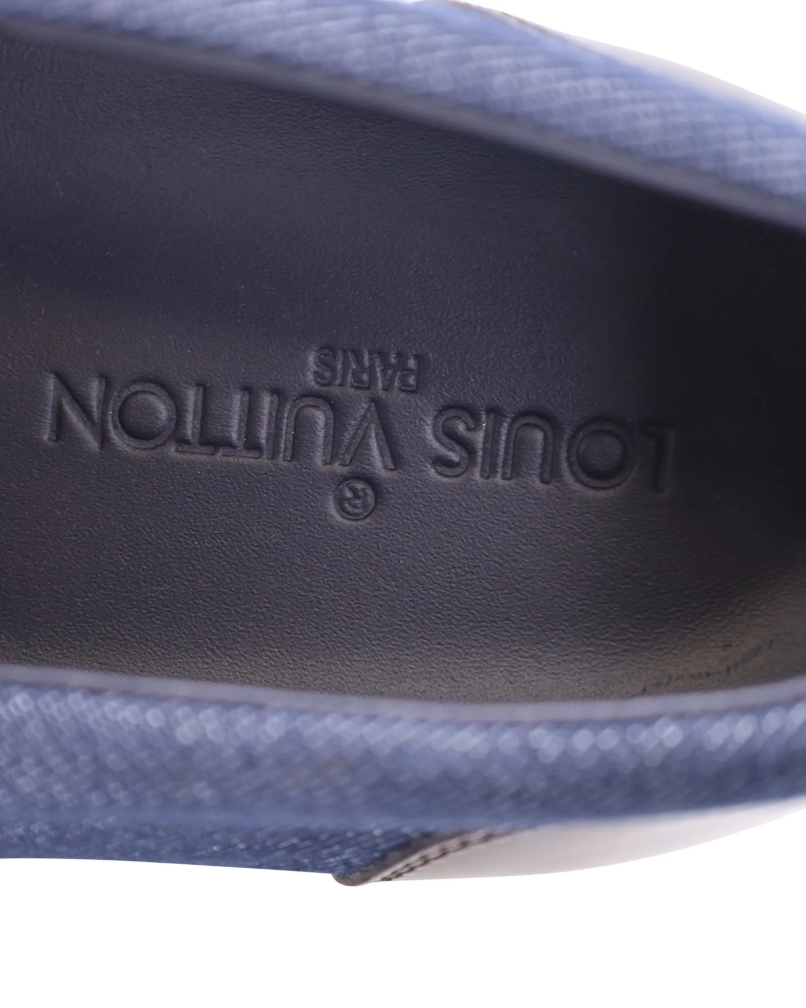 Louis Vuitton Slip-On Tassel Sneakers in Navy Blue Denim