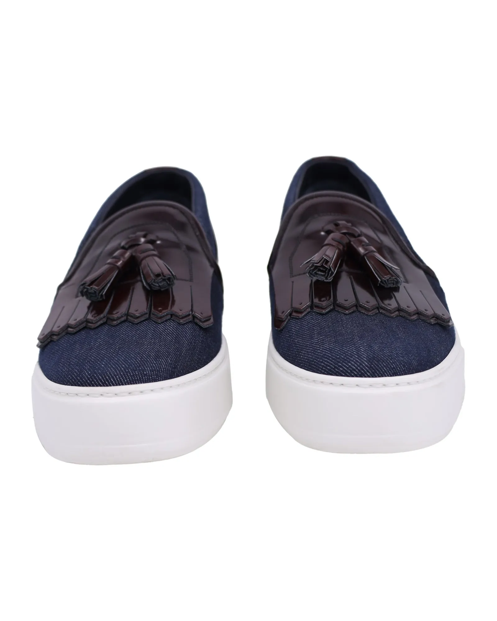Louis Vuitton Slip-On Tassel Sneakers in Navy Blue Denim