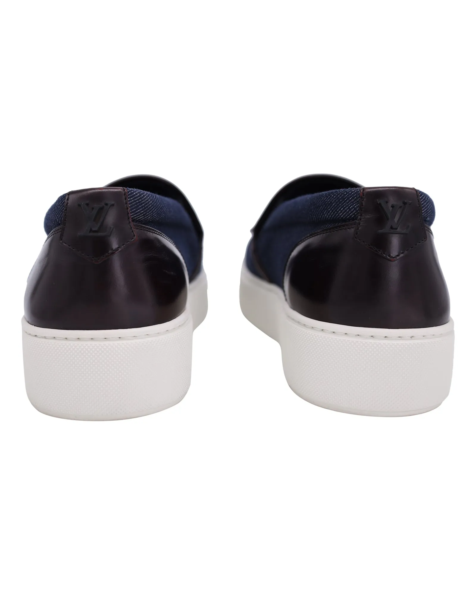Louis Vuitton Slip-On Tassel Sneakers in Navy Blue Denim