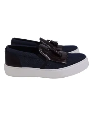 Louis Vuitton Slip-On Tassel Sneakers in Navy Blue Denim
