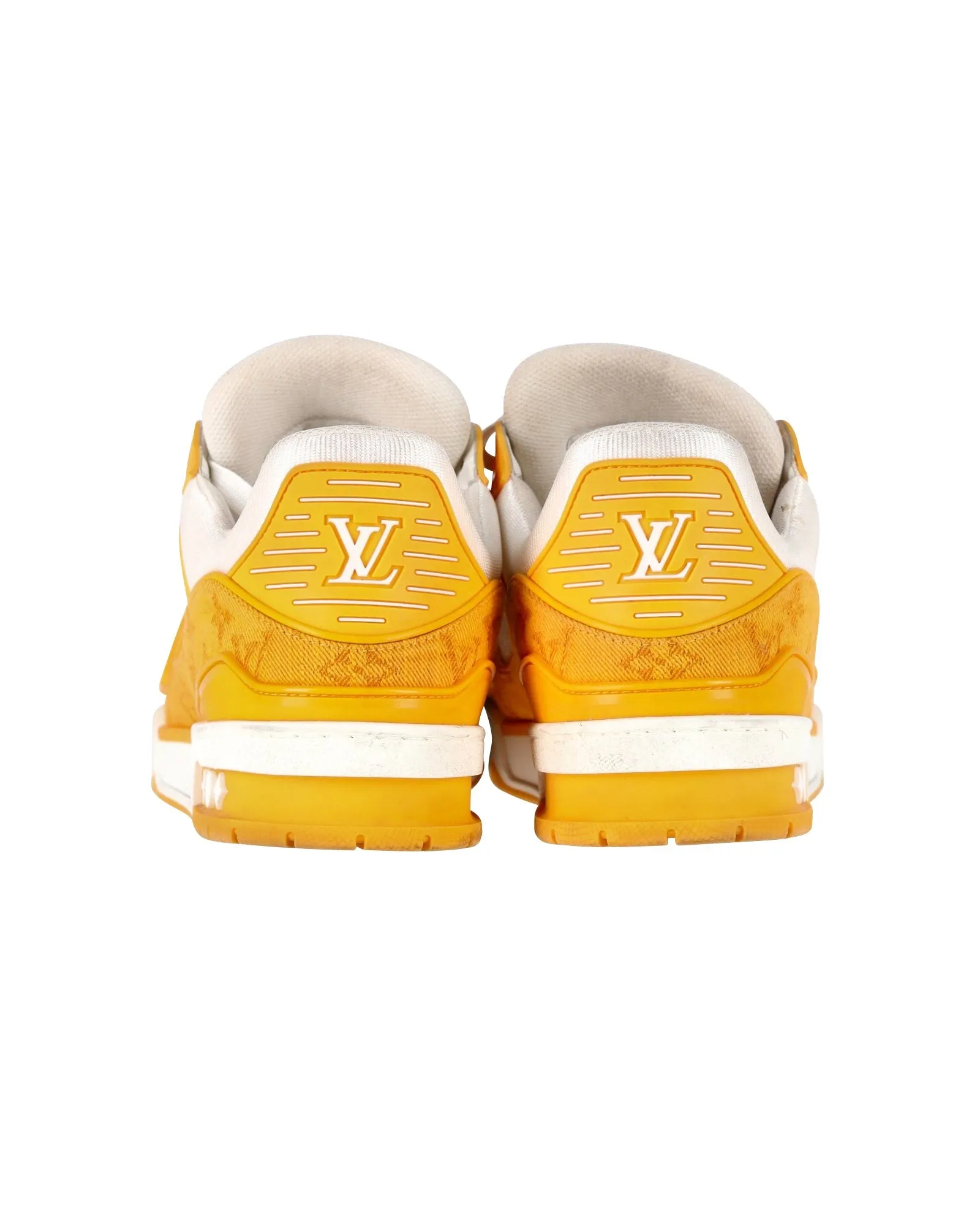 Louis Vuitton Trainer Low Sneakers in Yellow Denim and White Leather