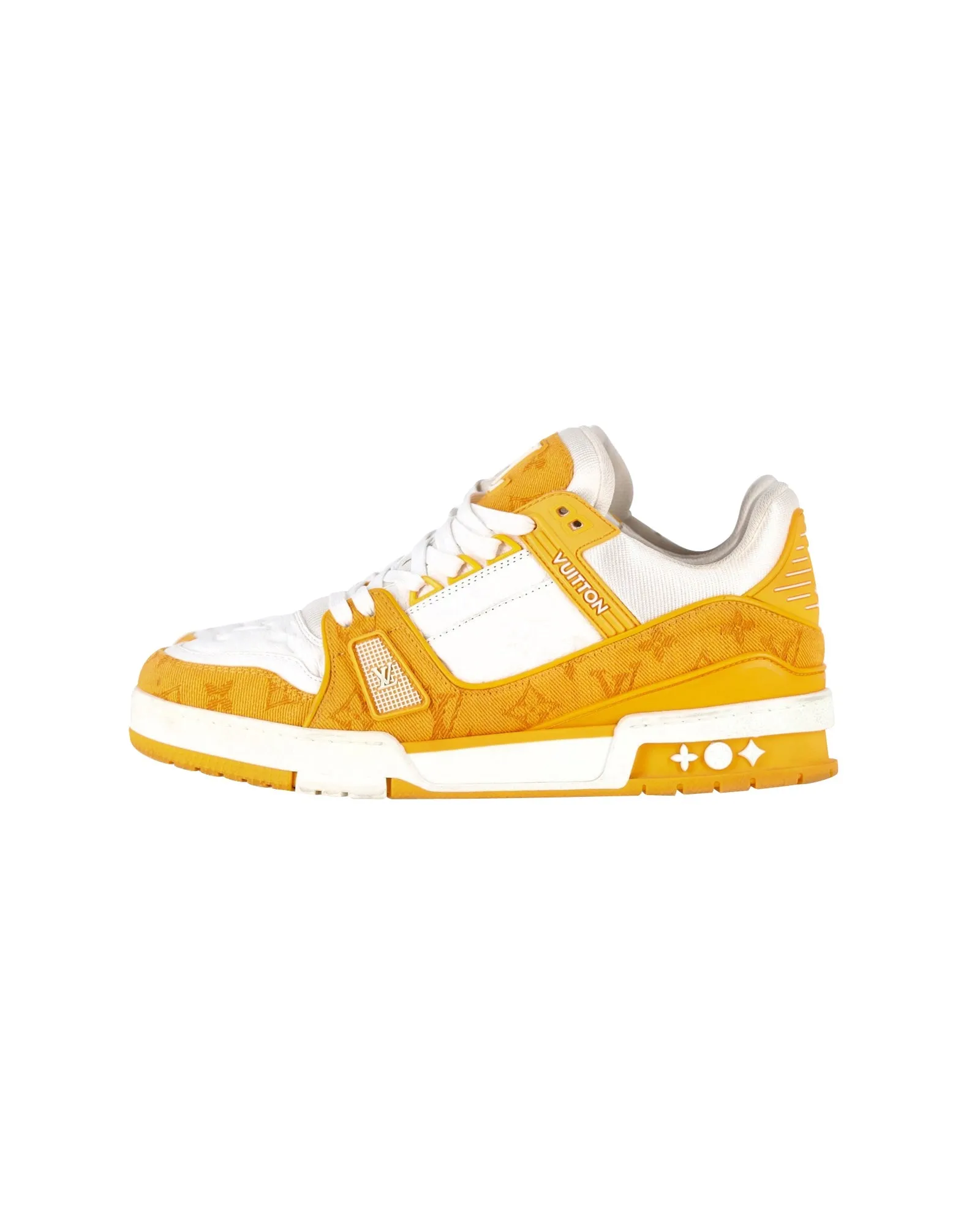 Louis Vuitton Trainer Low Sneakers in Yellow Denim and White Leather