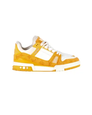 Louis Vuitton Trainer Low Sneakers in Yellow Denim and White Leather