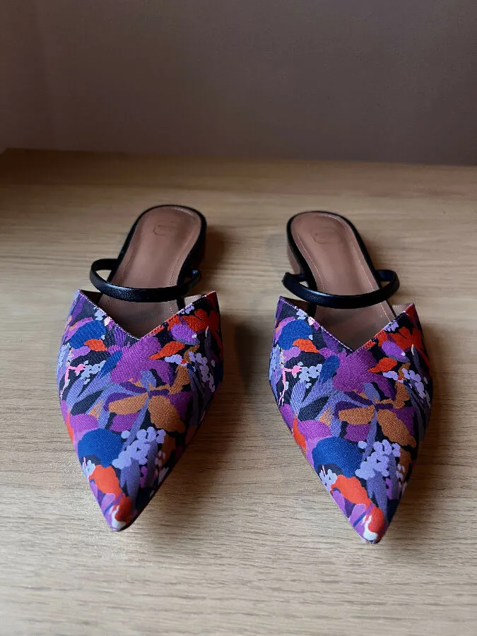 Malone Souliers women's pruple Liberty print Mules